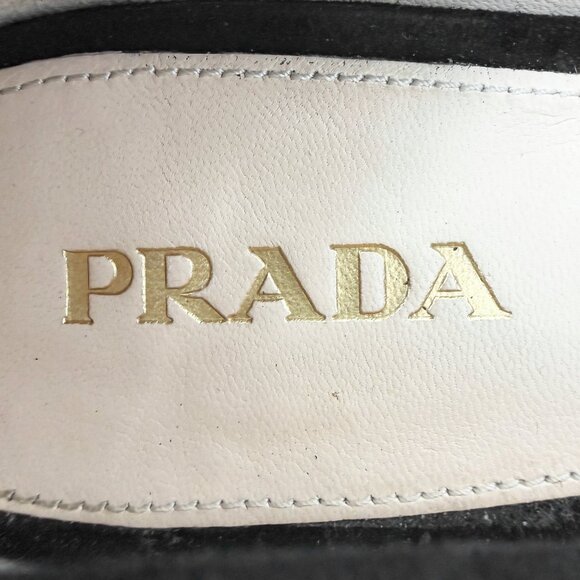 Prada Black Suede Heels Bow Detail Size 41 Vintage Old Money Quiet Luxury - Picture 6 of 10